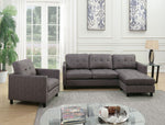 Ceasar 3-Pc Gray Calico Fabric Sofa Set