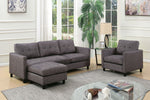 Ceasar 3-Pc Gray Calico Fabric Sofa Set