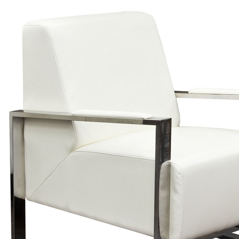 Century White Premium Bonded Leather Accent Chair
