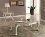 Chantelle 2-Pc Pearl White Wood Table Set with Marble Top