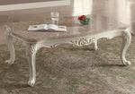 Chantelle Pearl White Rectangular Coffee Table with Marble Top