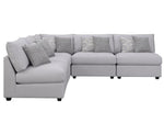 Cambria 5-Pc Grey Linen-Like Fabric Modular Sectional