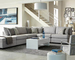 Cambria 5-Pc Grey Linen-Like Fabric Modular Sectional