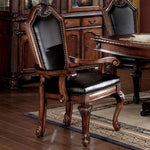 Chateau De Ville 2 Black PU Leather/Cherry Wood Arm Chairs