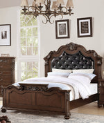 Chiarina Dark Brown Faux Leather/Wood Queen Bed