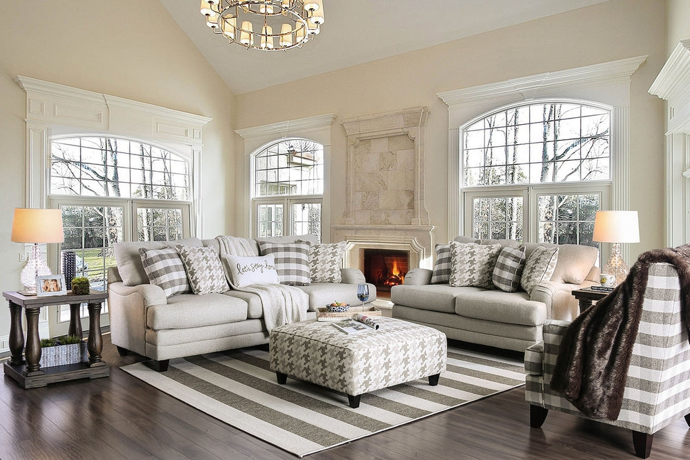 Christine Light Gray Fabric Sofa (Oversized)