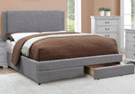 Ciara Stone Ash Faux Linen Queen Platform Storage Bed