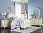 Cinderella Antique White Wood Queen Bed