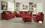 Cleavon II Red Linen Sofa with Tufted Back & 2 Pillows