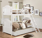 Clementine White Wood Twin Bunk Bed with Trundle