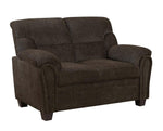 Clemintine Brown Chenille Loveseat with Nailhead Trim