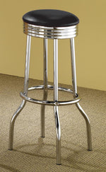 Cleveland 2 Chrome Bar Stools with Black Leatherette Seat