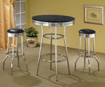 Cleveland 2 Chrome Bar Stools with Black Leatherette Seat