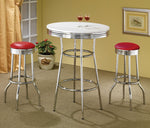 Cleveland 2 Chrome Bar Stools with Red Leatherette Seat