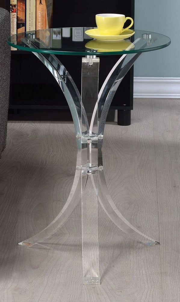 Clotilde Contemporary Clear Acryl Accent Table with Glass Top