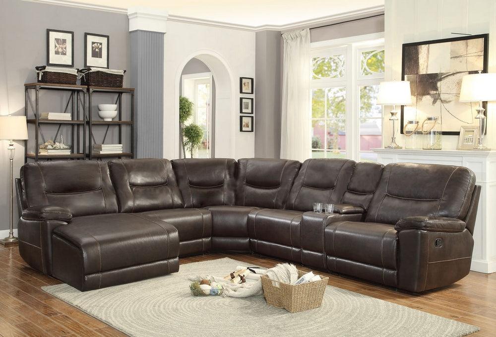 Columbus 6-Pc Dark Brown Manual Recliner LAF Sectional