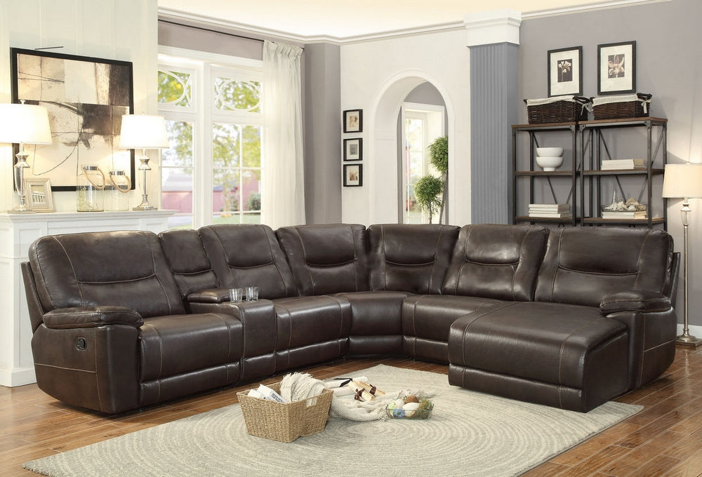 Columbus 6-Pc Dark Brown Manual Recliner RAF Sectional