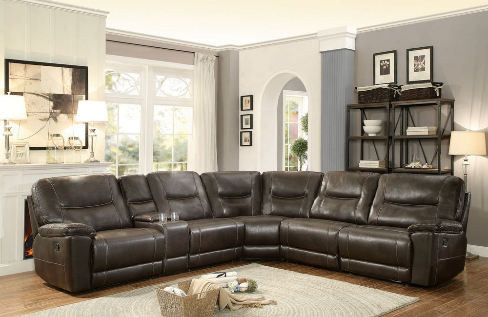 Columbus 6-Pc Dark Brown Manual Recliner Sectional Sofa