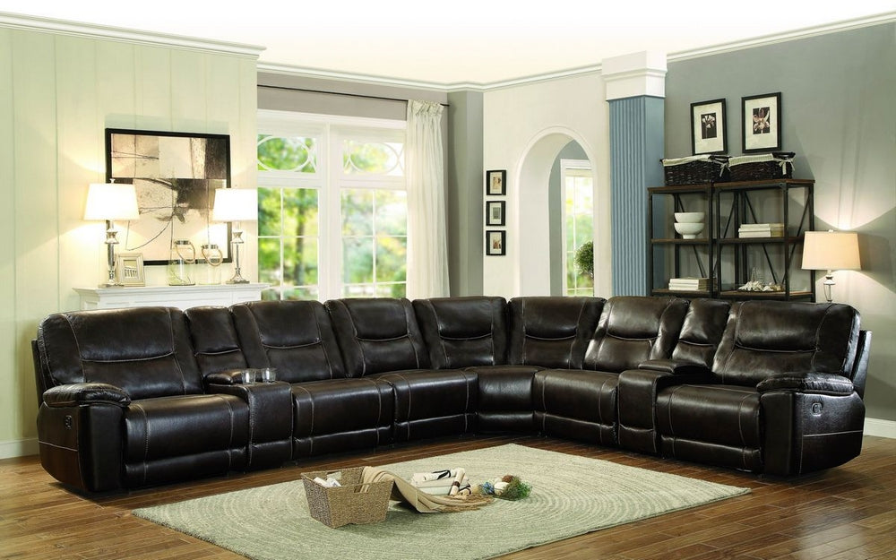 Columbus 8-Pc Dark Brown Manual Recliner Sectional Sofa