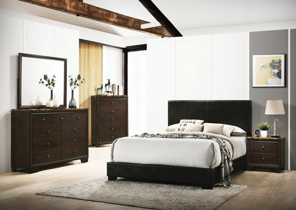 Conner Black Leatherette Queen Panel Bed