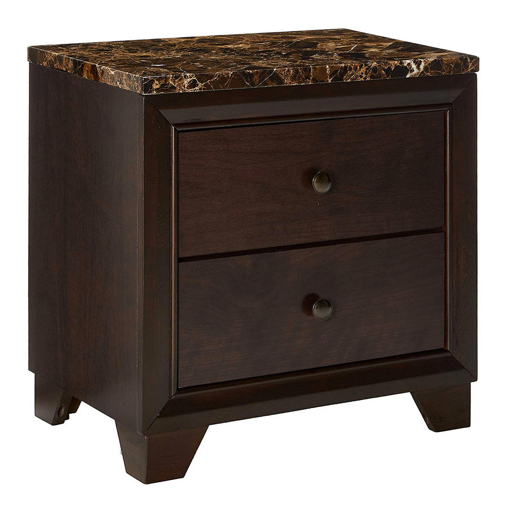 Conner Cappuccino Wood 2-Drawer Nightstand