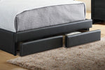 Constance Black Faux Leather Cal King Bed with-Drawers