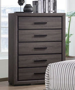 Conwy Gray Wood Chest with 5 Drawers