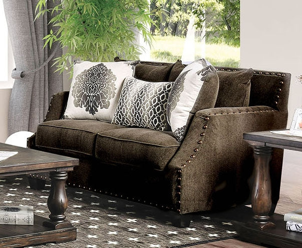 Cornelia Dark Brown Chenille Loveseat