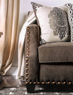 Cornelia Dark Brown Chenille Loveseat