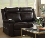 Corra Espresso PU Leather Manual Recliner Loveseat