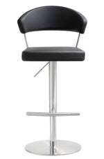 Cosmo Black Vegan Leather/Metal Adjustable Bar Stool