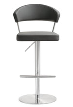 Cosmo Grey Vegan Leather/Metal Adjustable Bar Stool