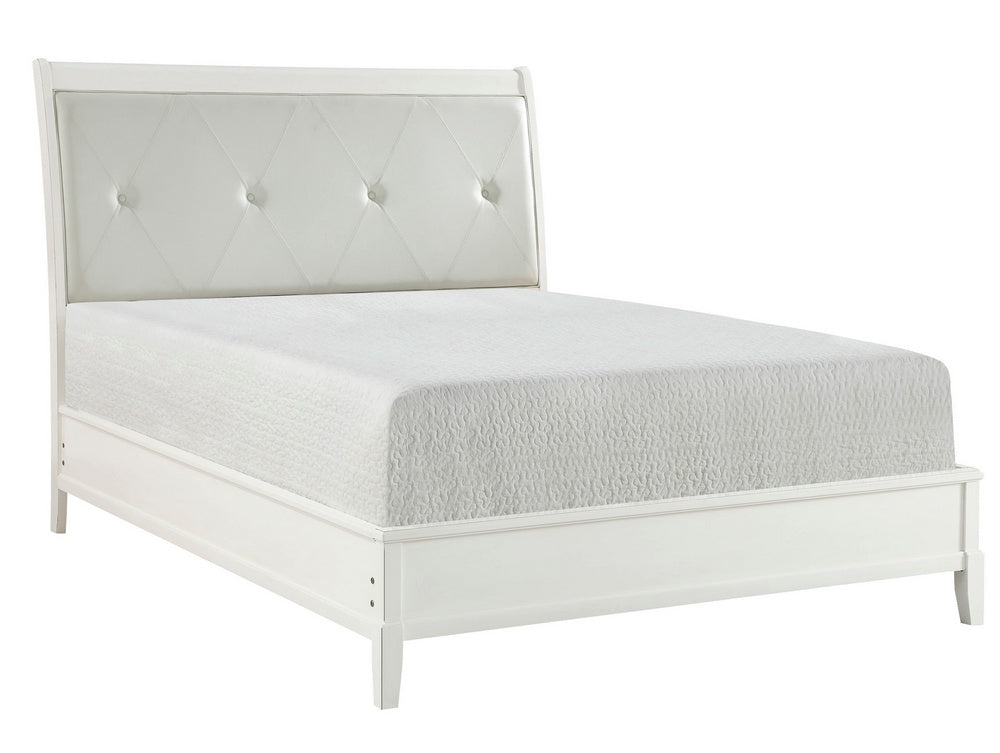 Cotterill Antique White Wood Button Tufted King Bed