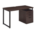 Coy Dark Oak Wood/Metal Writing Desk with 3 Drawers