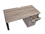 Coy Gray Oak Wood/Metal Writing Desk with 3 Drawers