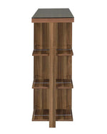 Cristian Modern Walnut Wood Bar Unit with Glass Top