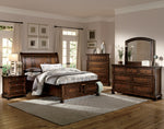 Cumberland Brown Wood King Bed with Footboard Storage