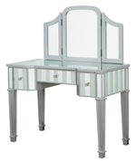 Cyndi Silver Wood Vanity with Mirror & Stool