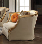 Daesha Bone/Antique Gold Fabric Chair with Nailhead Trim