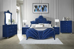 Dante Blue Velvet Padded Frame Dresser Mirror