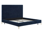 Delilah Navy Textured Velvet Queen Platform Bed