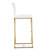 Denmark 2 White Vegan Leather/Gold Steel Bar Stools