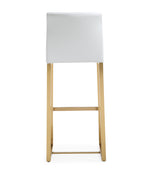 Denmark 2 White Vegan Leather/Gold Steel Bar Stools