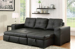 Denton Black Leatherette Sectional w/ Sleeper