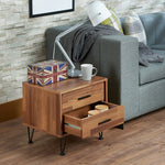 Deoss Walnut Wood Nightstand with 2 Drawers