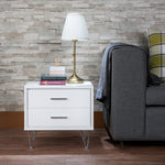 Deoss White Wood Nightstand with 2 Drawers