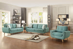 Deryn Teal Fabric 2-Seat Sofa with Curved Arms