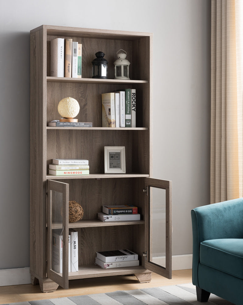 Desideria Dark Taupe Wood Book Cabinet with 3 Open Shelves