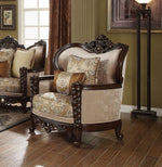 Devayne Dark Walnut Fabric Wingback Style Chair