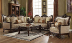 Devayne Dark Walnut Fabric Wingback Style Loveseat